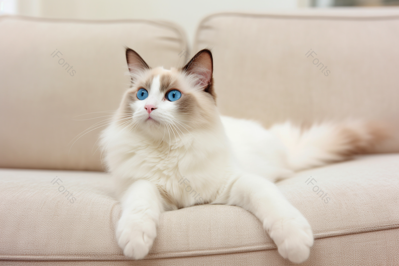 趴在沙发上的萌宠宠物猫咪蓝眼布偶猫,高清,摄影图,摄影图片,图片大全,摄影图免费下载